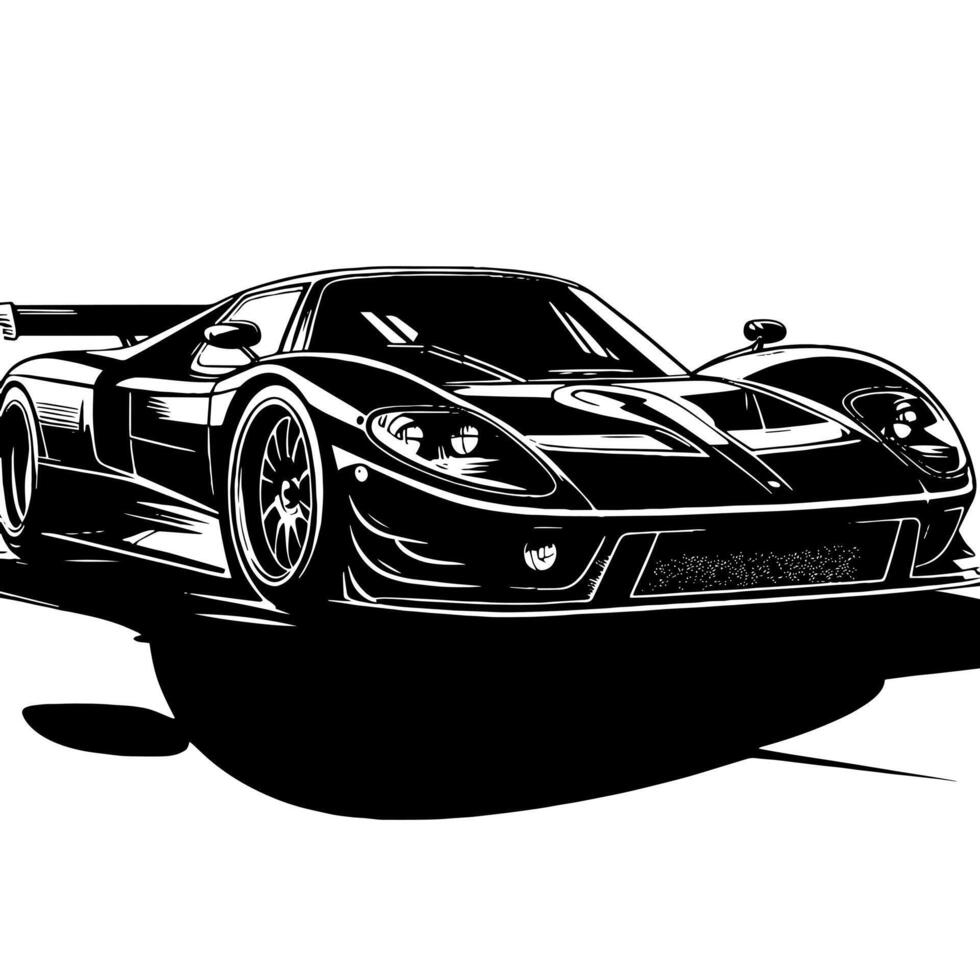 black and white illustration of a Hypercar Sports Car vector