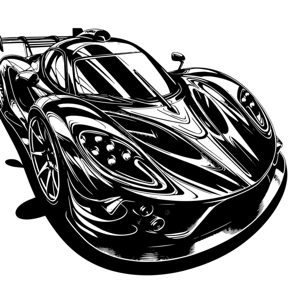 negro y blanco ilustración de un hipercar Deportes coche vector