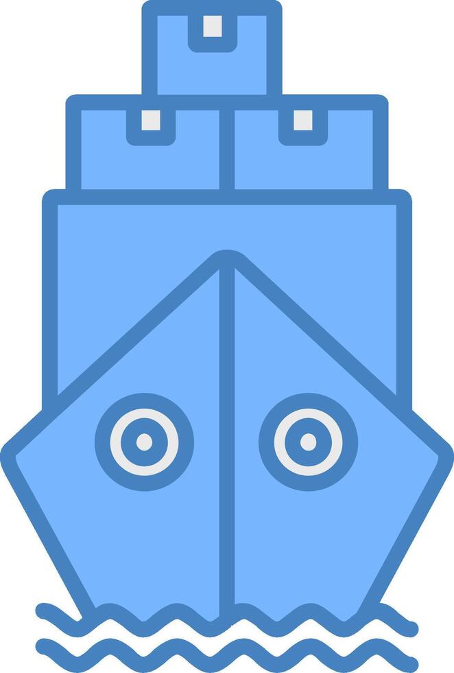 Ship By Sea Line Filled Blue Icon vector