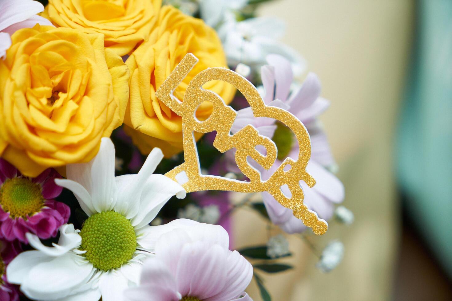 A bouquet of flowers in close-up photo