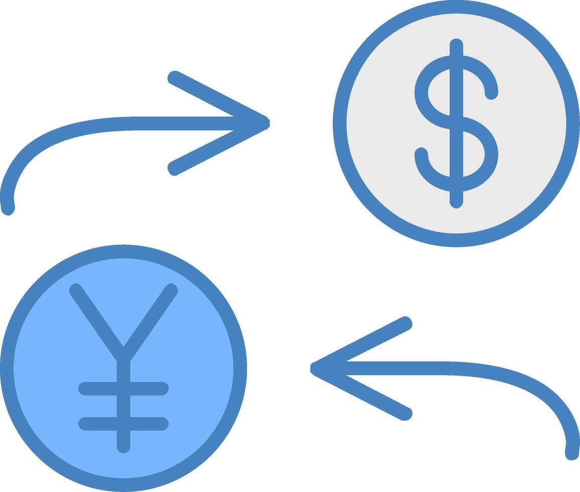 Currency Exchange Line Filled Blue Icon vector