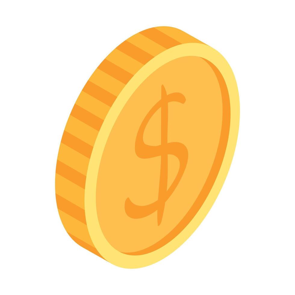 dollar coin icon isometric of dollar coin on white vector