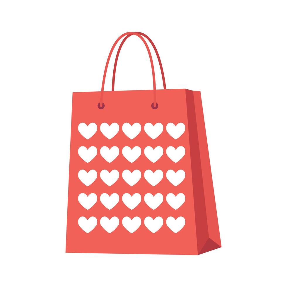 compras bolso con corazón firmar en blanco antecedentes vector