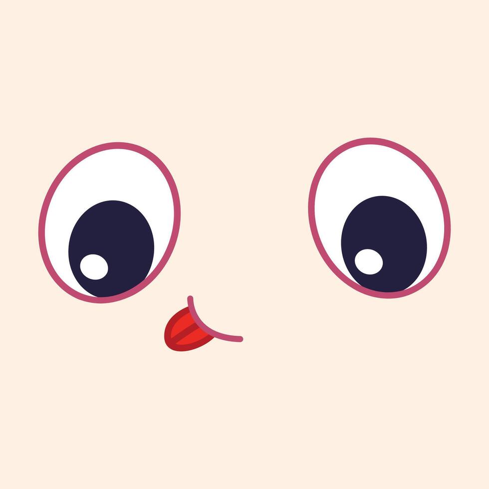 Hand drawn kawaii face retro cartoon face illustration vector