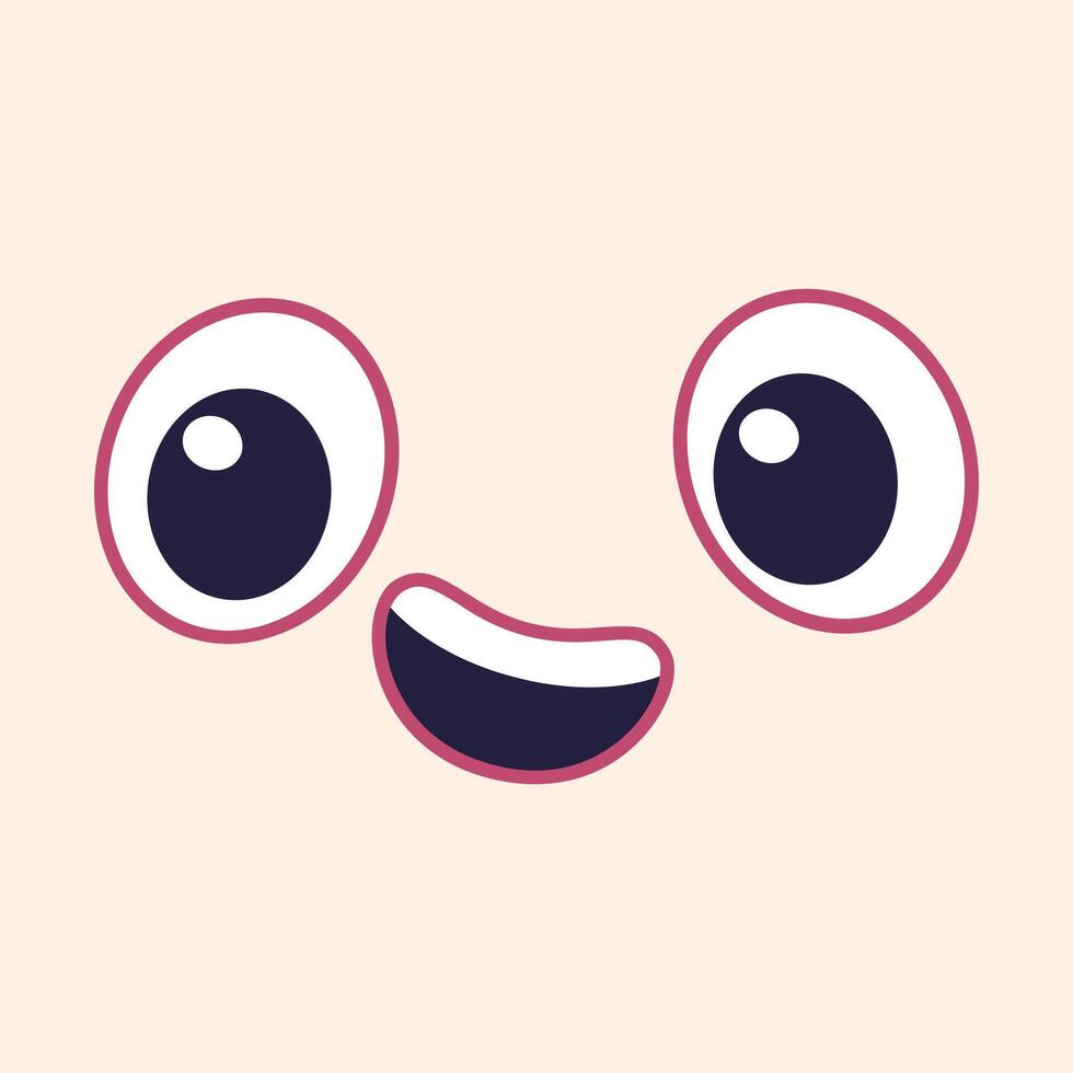 Hand drawn kawaii face retro cartoon face illustration vector