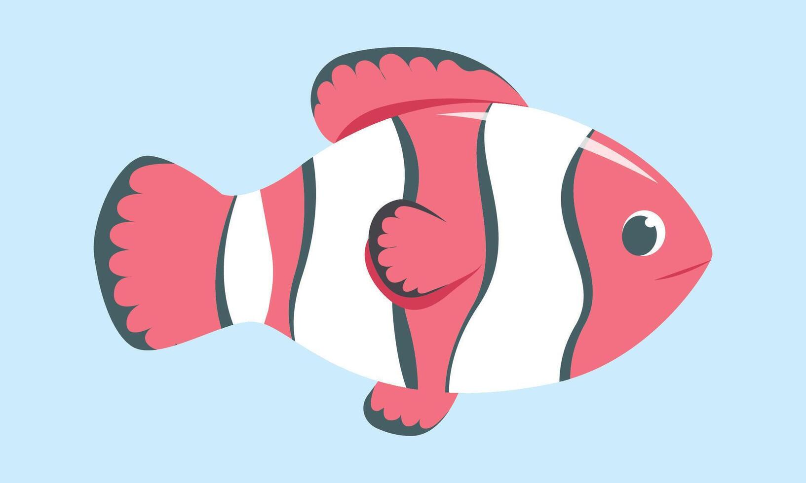 hand drawn clown fish cartoon illustration on white vector