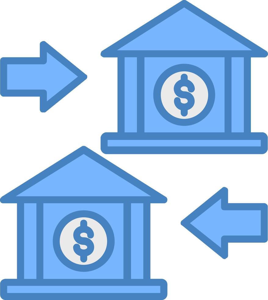 Bank to Bank Line Filled Blue Icon vector