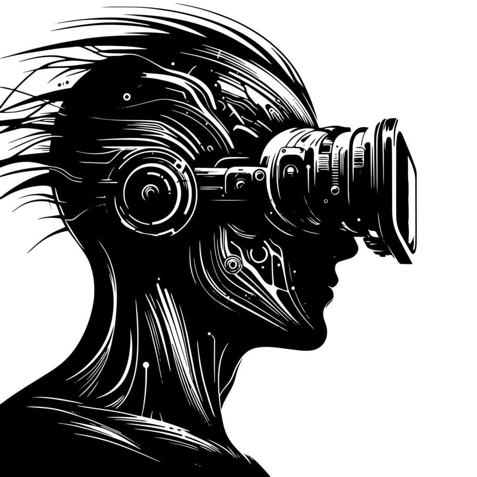 Black and White Illustration of VR Glasses Headset vector