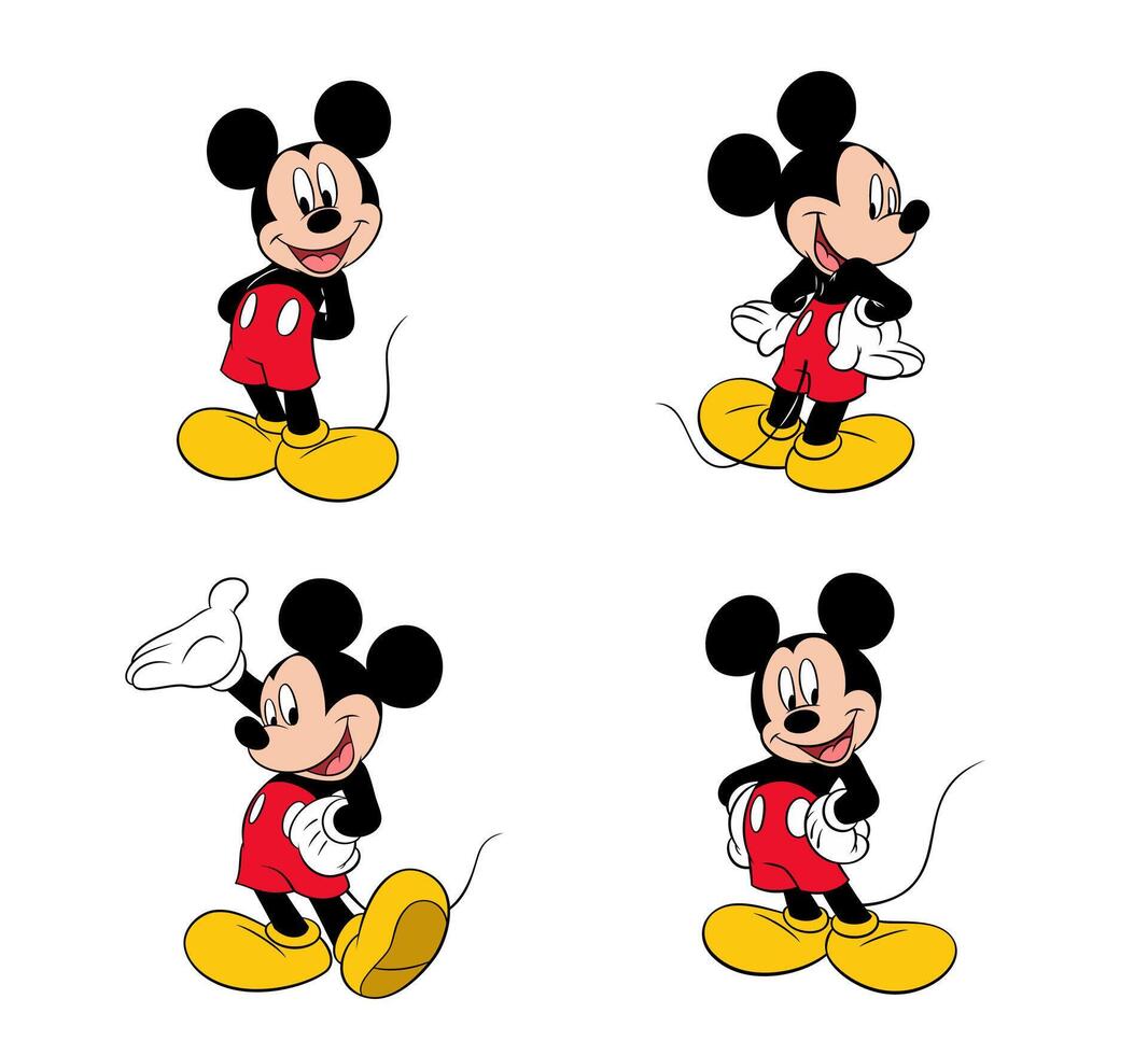 Disney animated character set mickey mouse cartoon vector