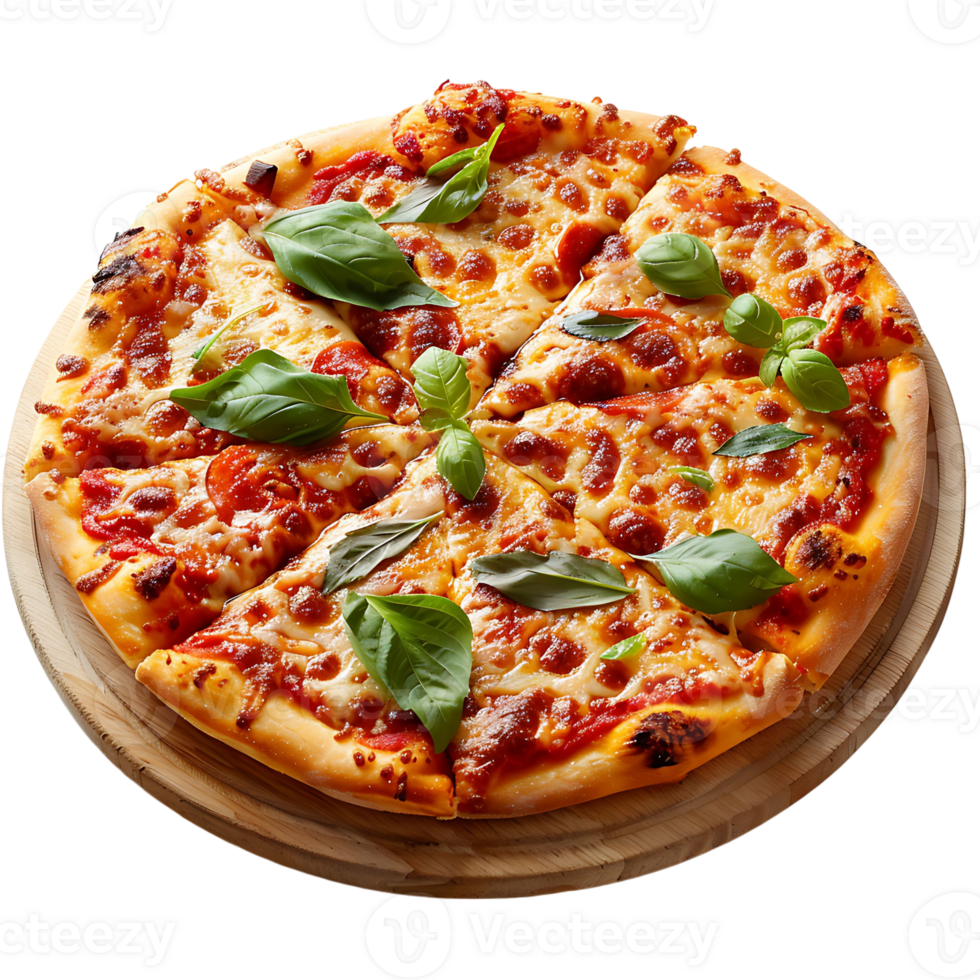 Freshly baked pizza on isolated transparent background png
