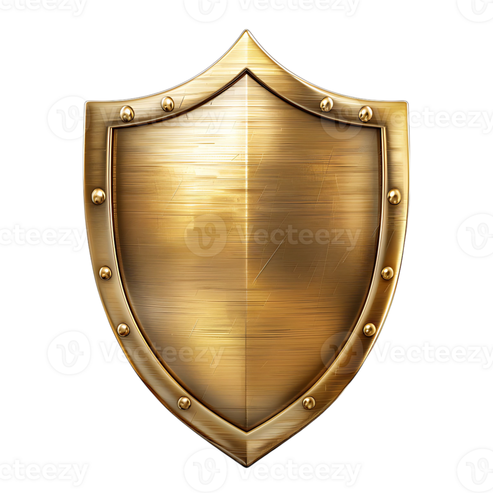 Golden shield on isolated background png