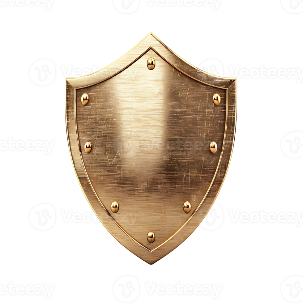 Golden shield on isolated background png