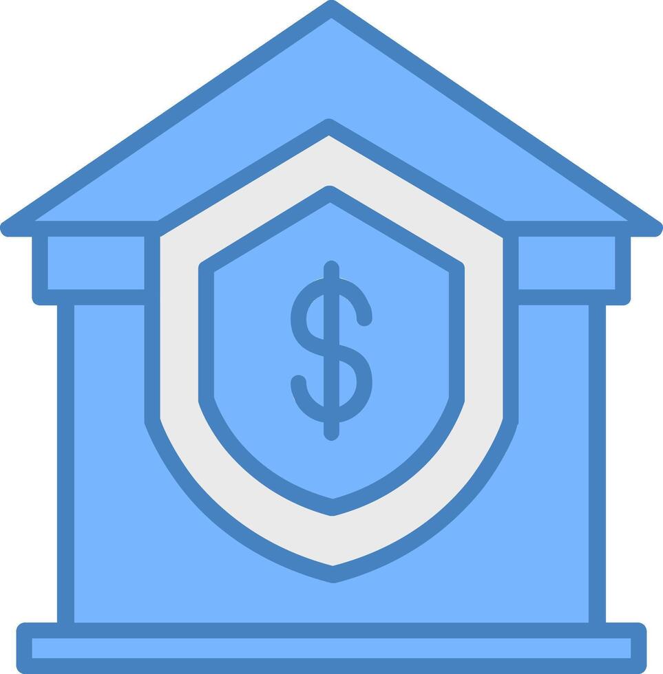 hogar seguro línea lleno azul icono vector
