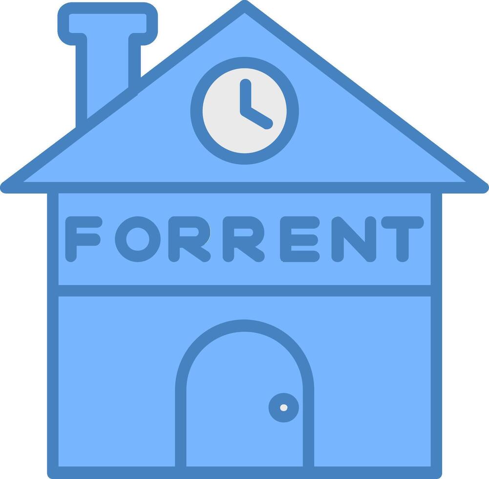 Home For Rent Line Filled Blue Icon vector