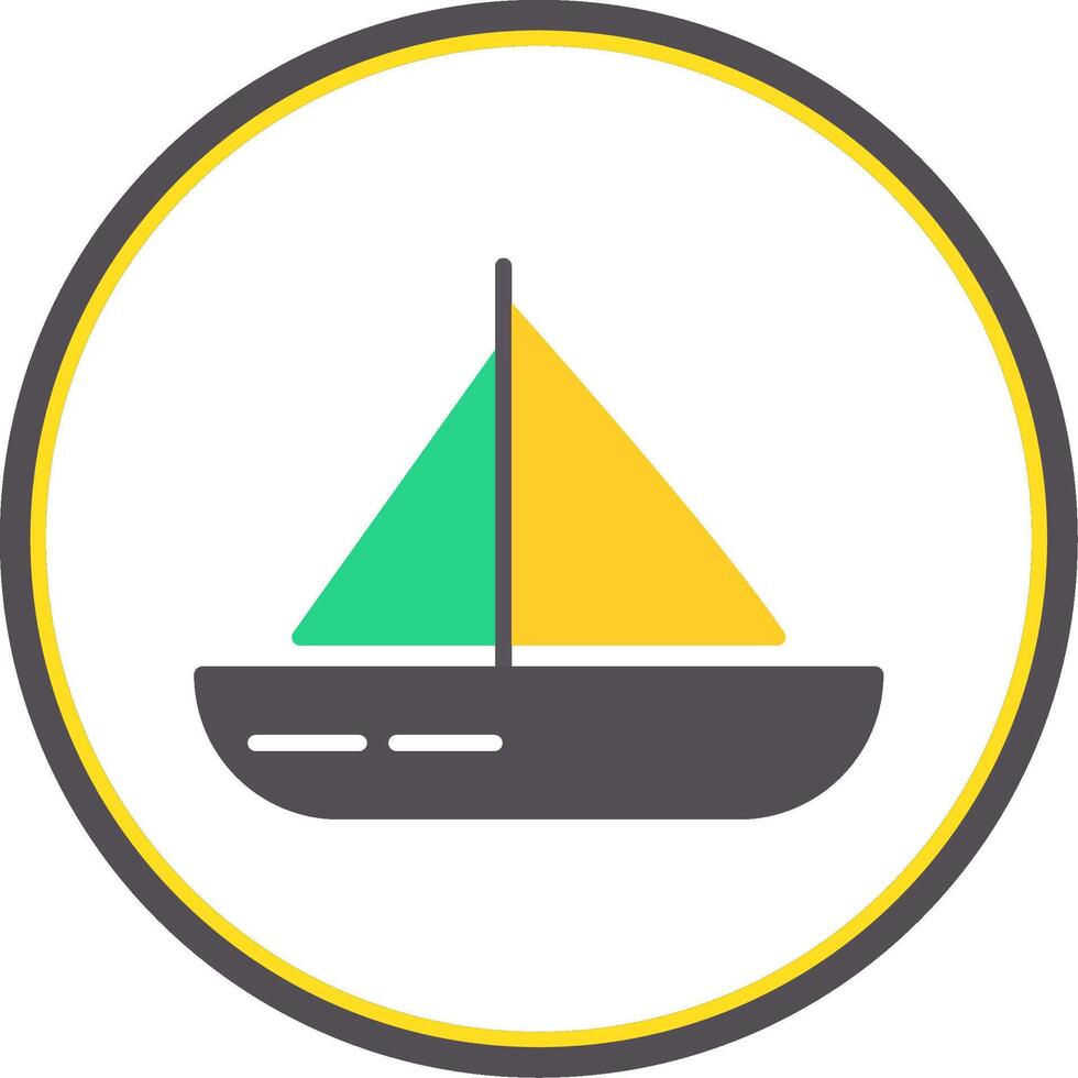 Sailing Boat Flat Circle Icon vector
