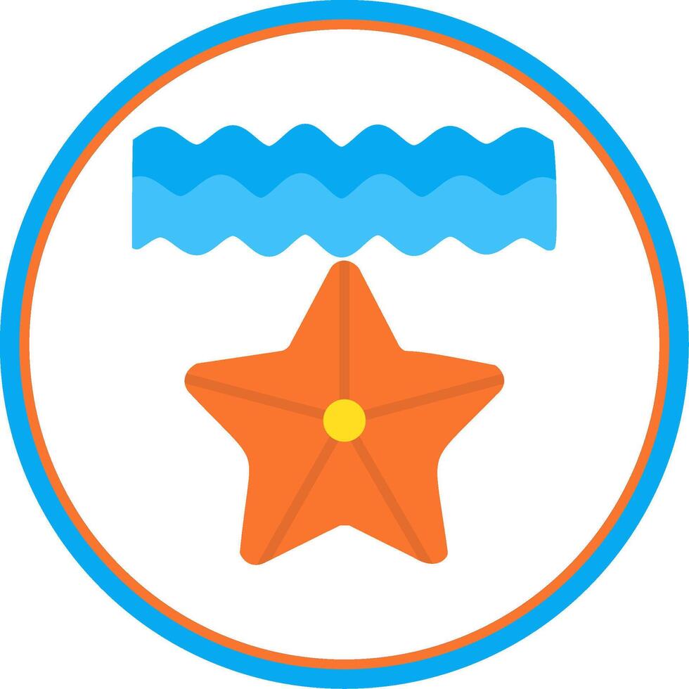 Starfish Flat Circle Icon vector