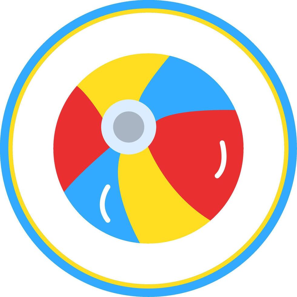 Beach Ball Flat Circle Icon vector