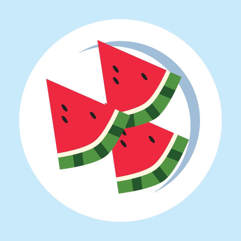 cartoon watermelon slice fruits on blue background vector