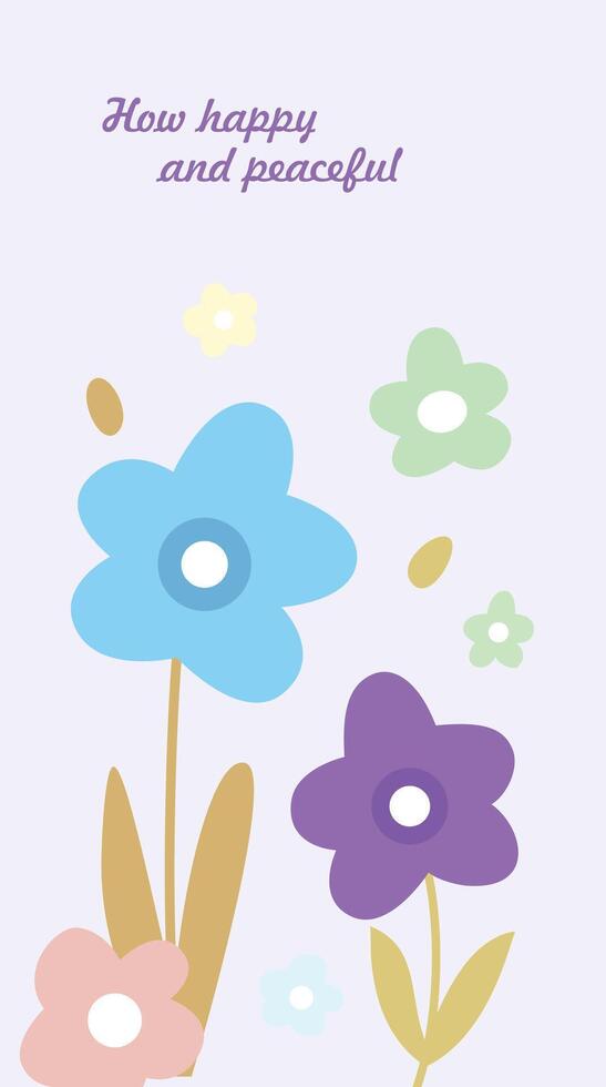 Hand drawn mobile phone wallpaper cute floral pattern vector