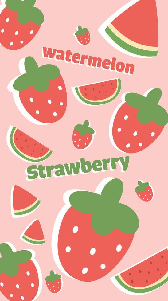 Hand drawn mobile phone wallpaper cute fruit pattern vector