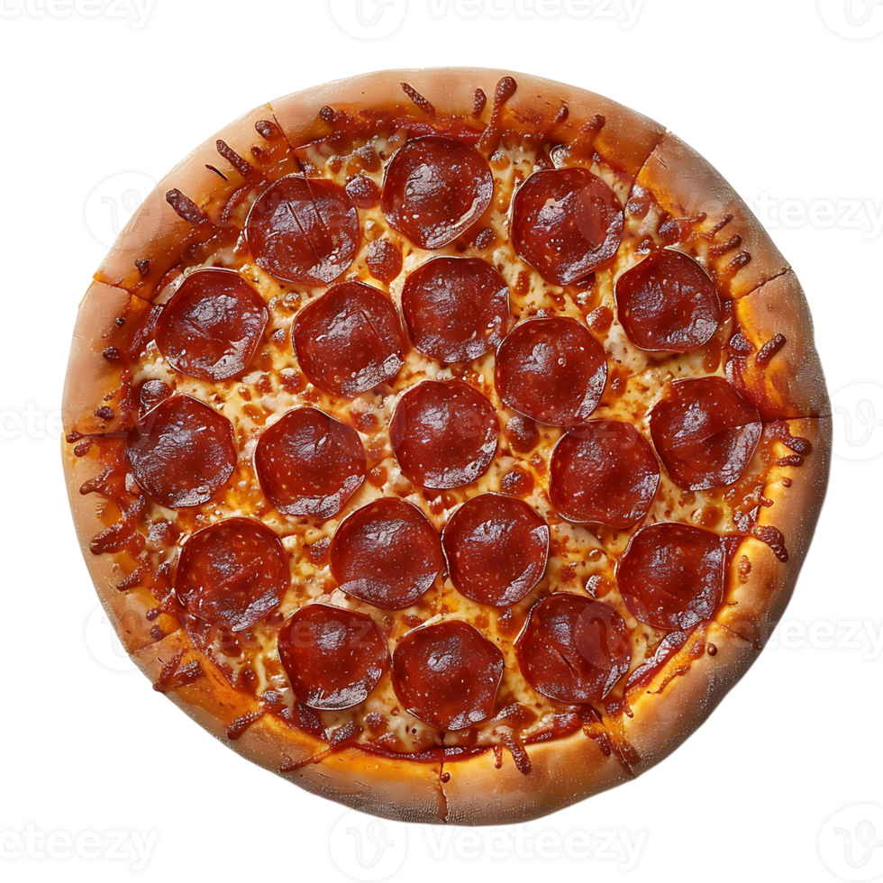 Pepperoni pizza on isolated transparent background png