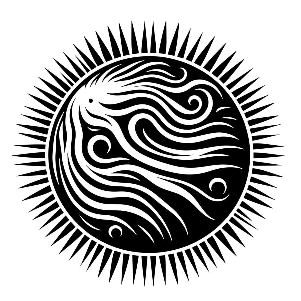 Black and White Illustration of the sun vector