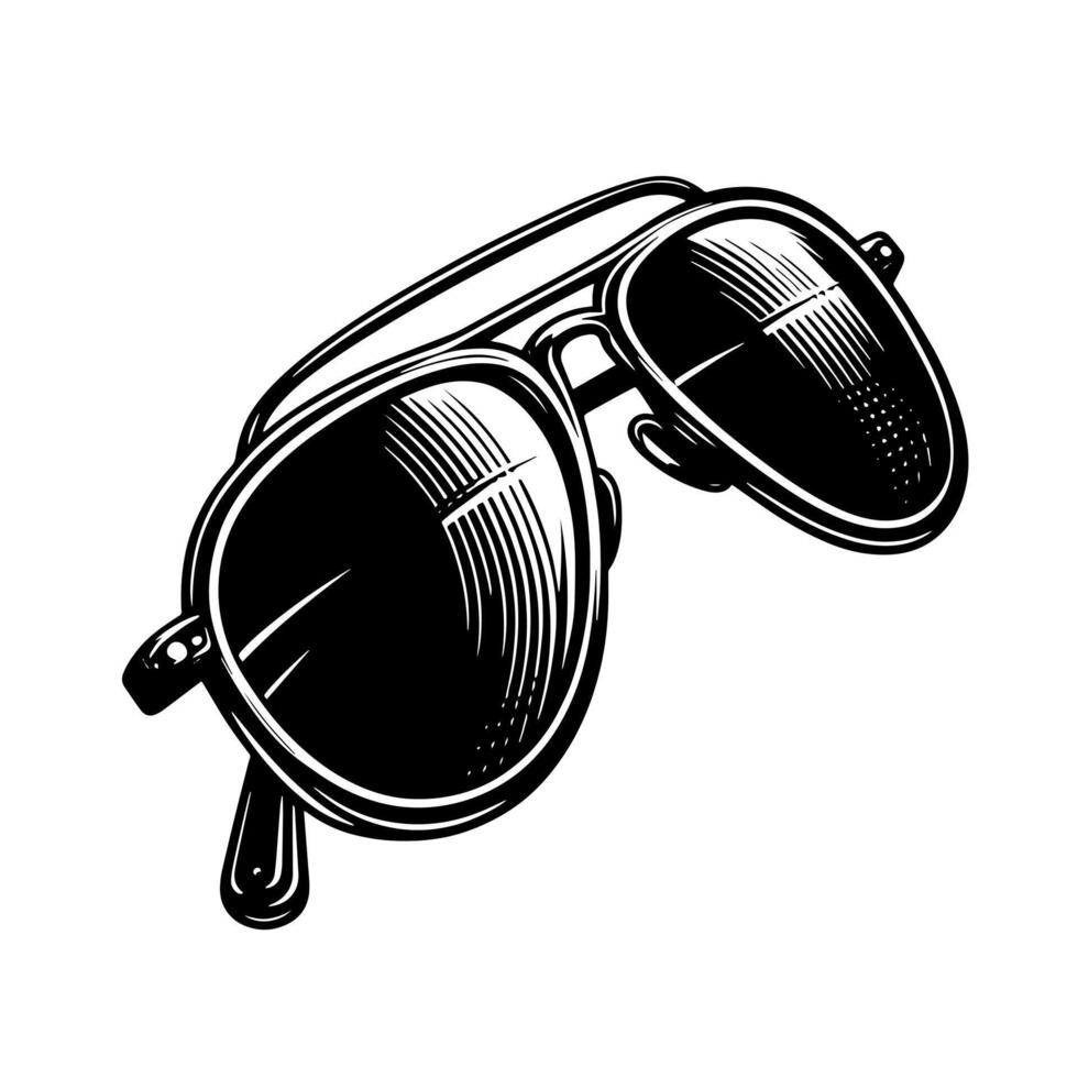 Black and White Illustration of modern black sunglasses vector