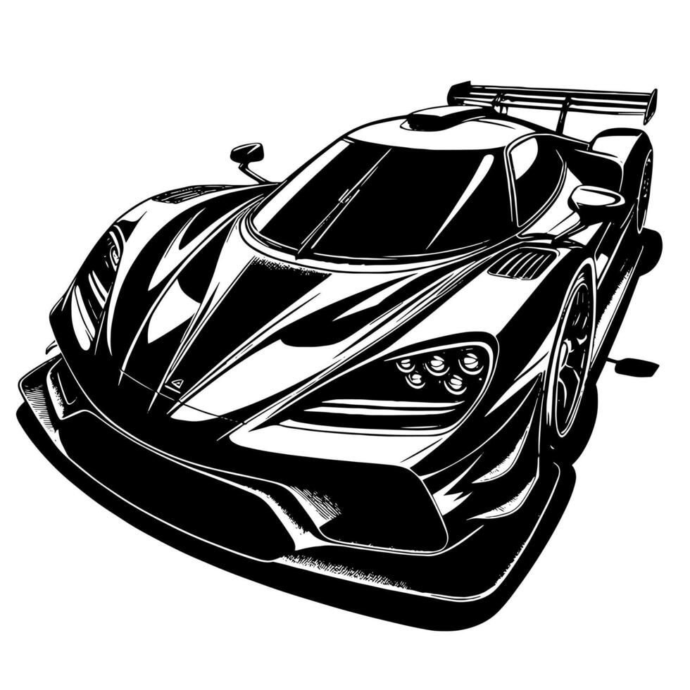 negro y blanco ilustración de un hipercar Deportes coche vector