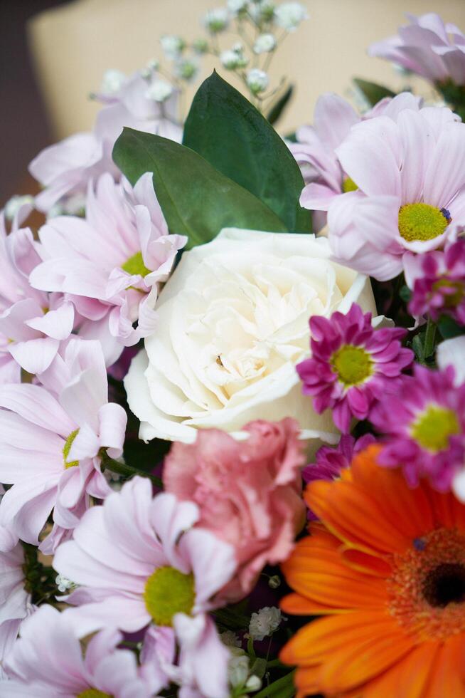 A bouquet of flowers in close-up photo