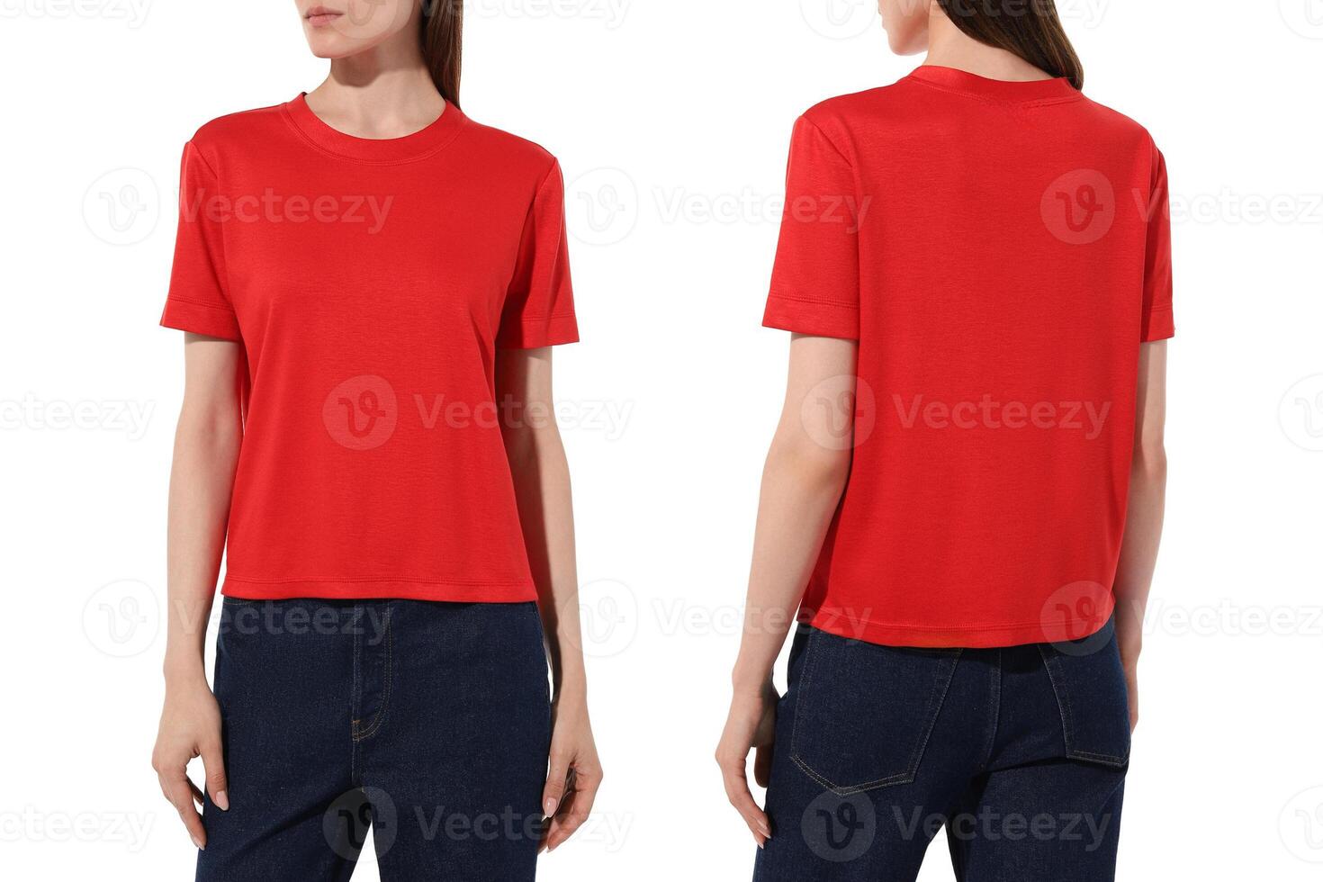 women's mockup T-shirt on the model photo