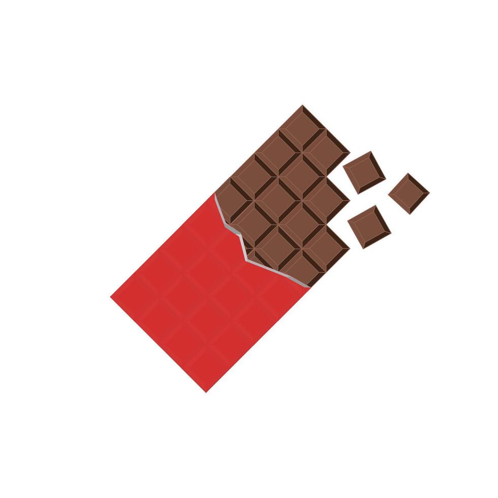 Chocolate bar in wrapper, simple illustration in flat style. vector