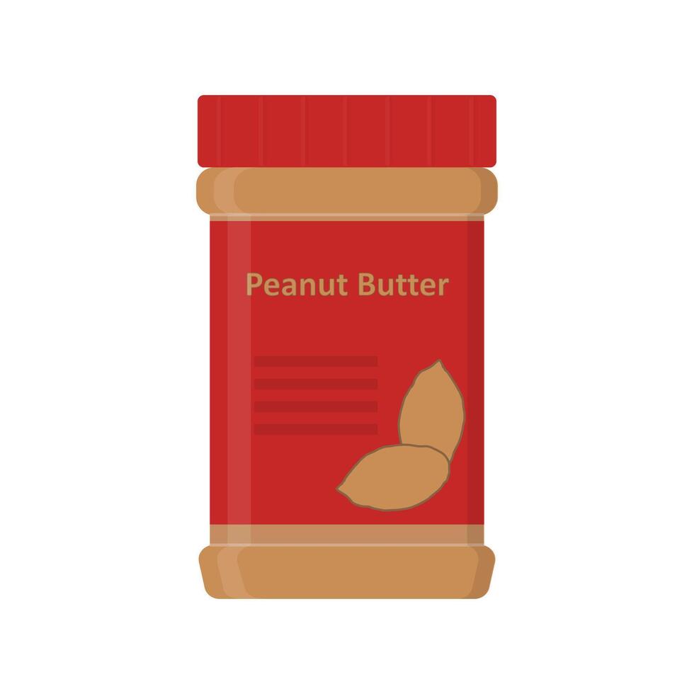 Peanut butter flat illustration. Jar nut icon. vector