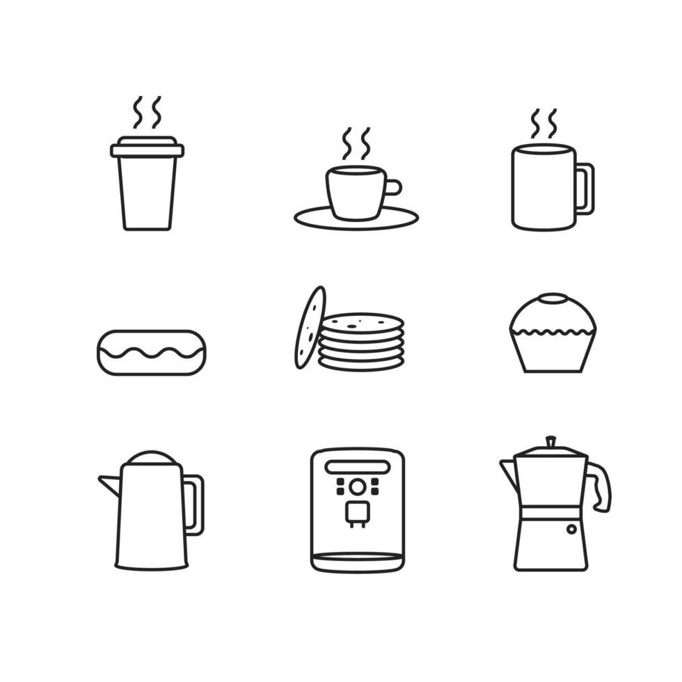 Food set simple flat icon. cook drink illustration concept. vector