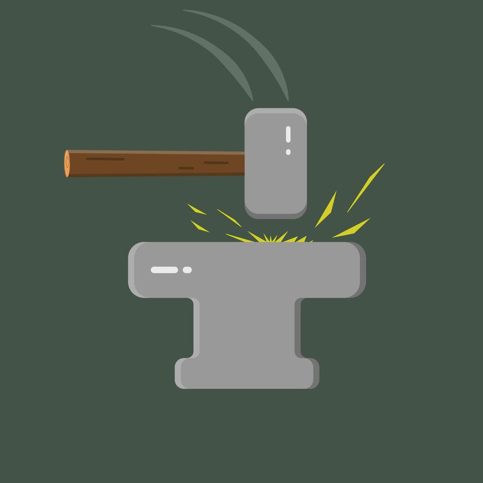 Anvil flat in cartoon style. Iron hammer illustration. vector
