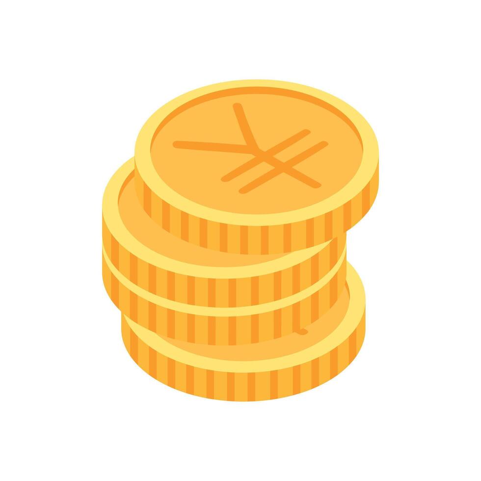 indian rupee gold coin stack on white background vector