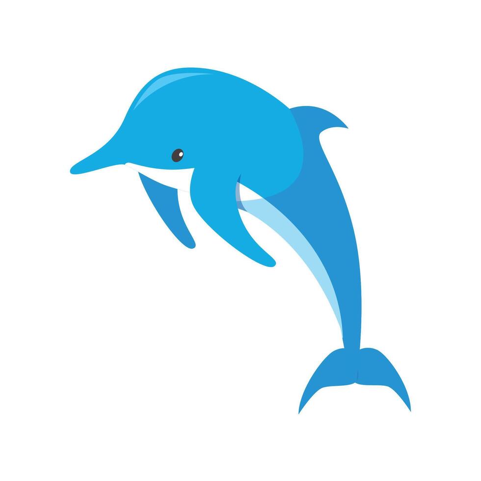 flat dolphin fish illustration on white background vector