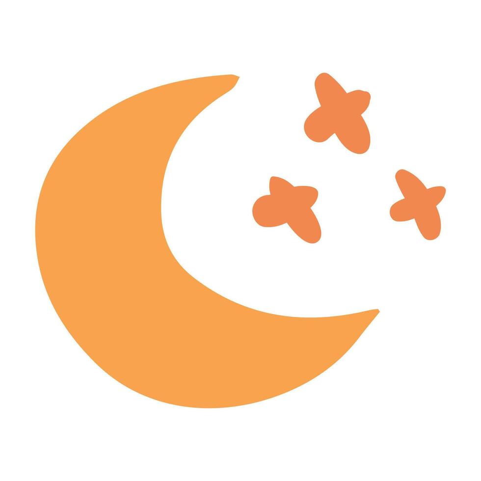 moon star flat style doodle on white background vector