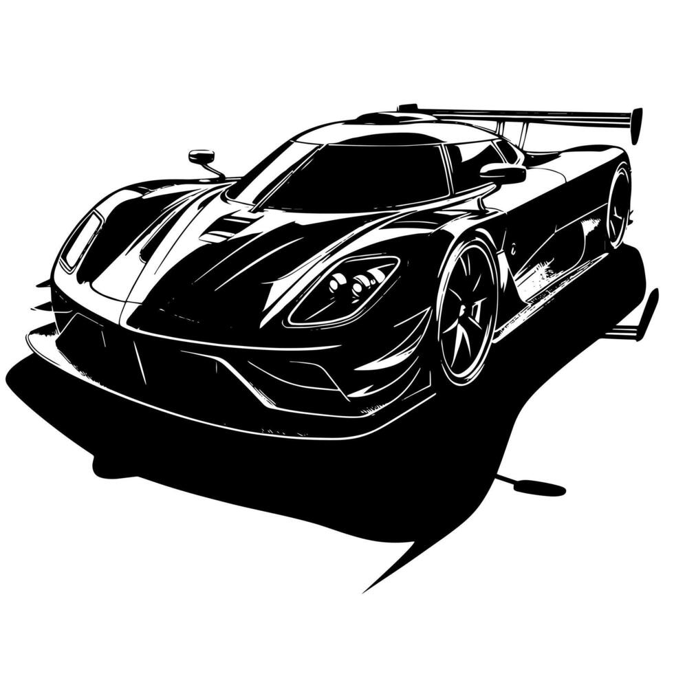 black and white illustration of a Hypercar Sports Car vector