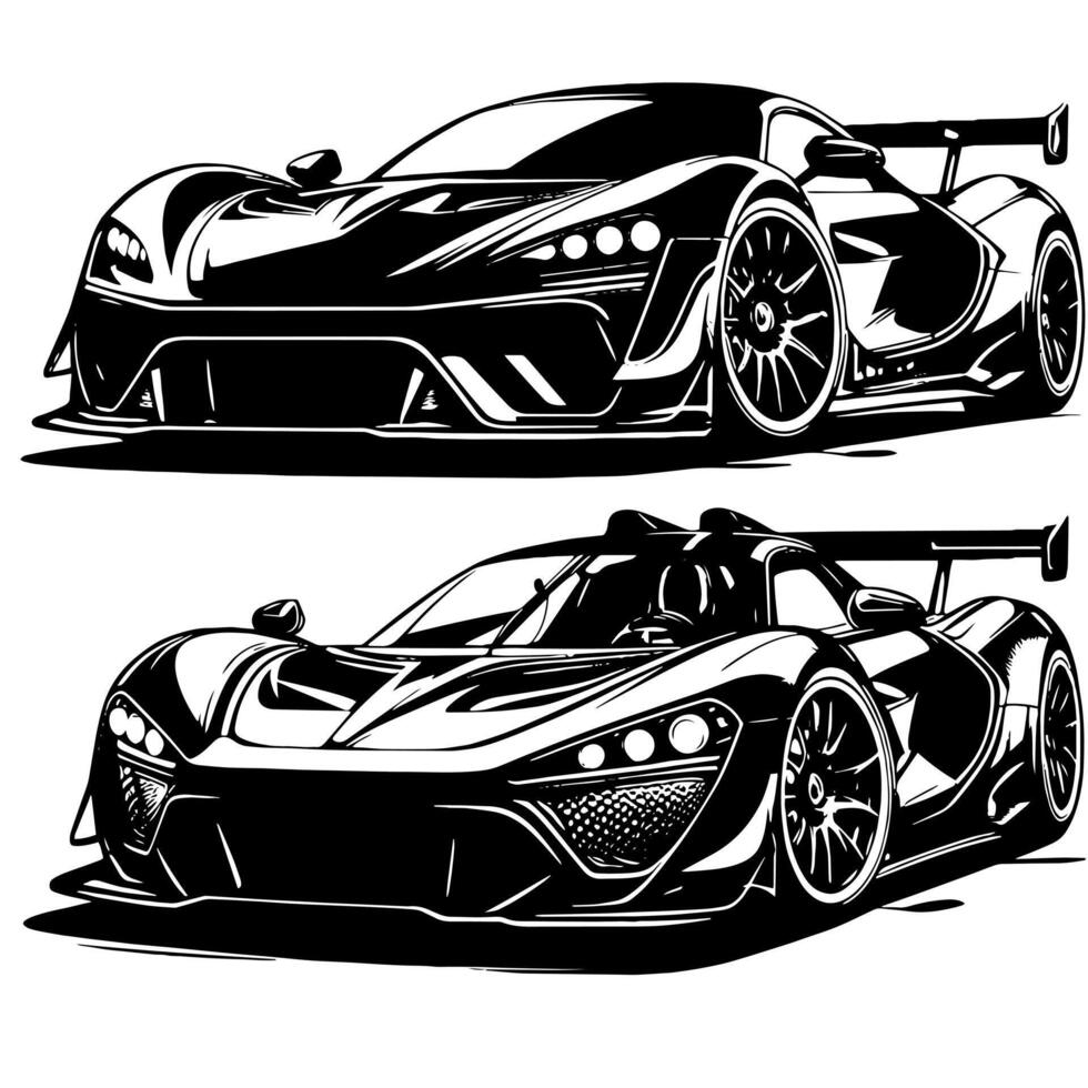 black and white illustration of a Hypercar Sports Car vector