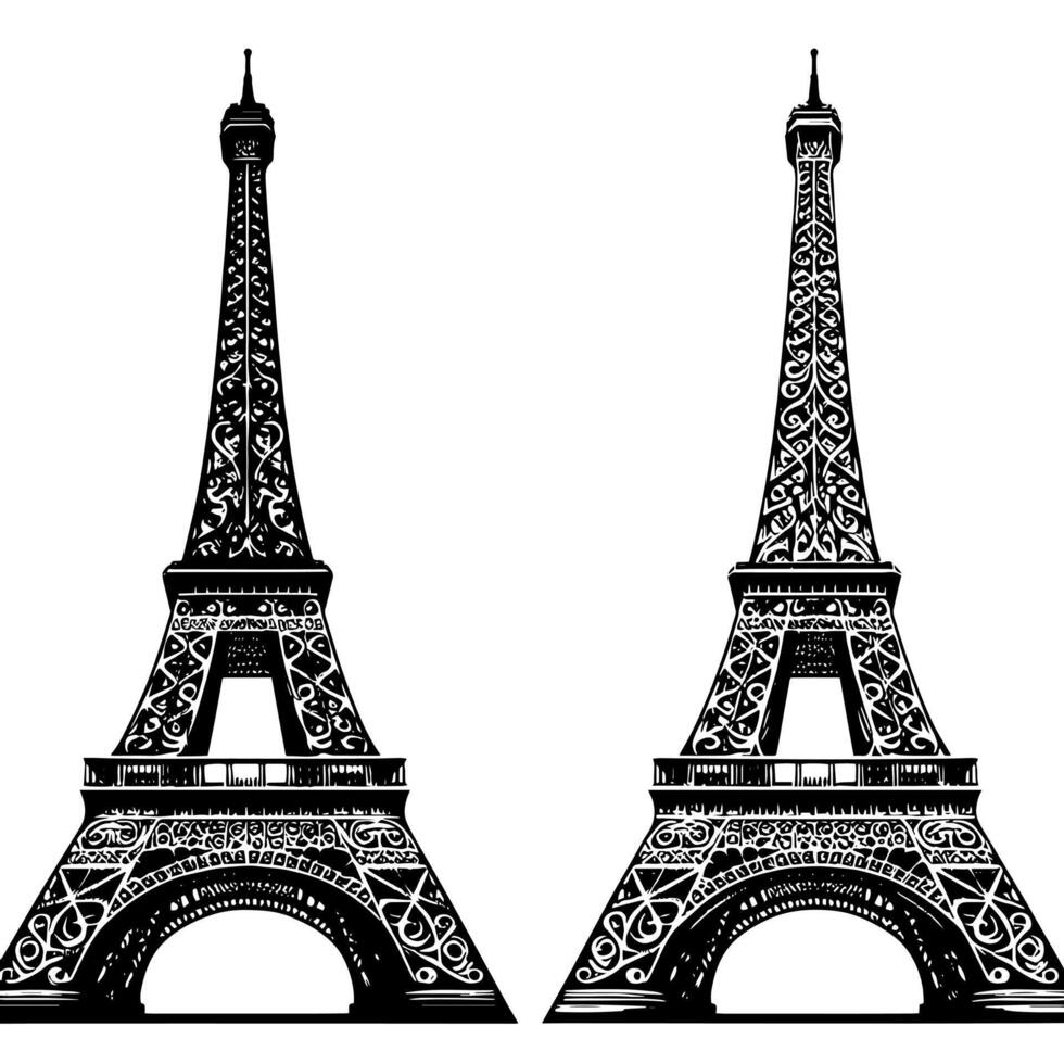 negro y blanco ilustración de el eiffel torre Turismo en París vector