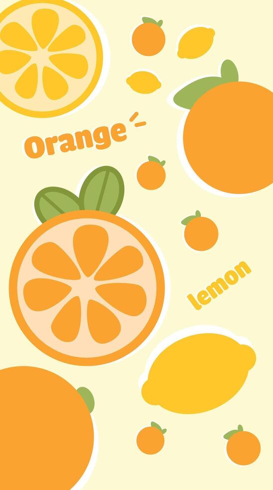 Hand drawn mobile phone wallpaper cute fruit pattern vector