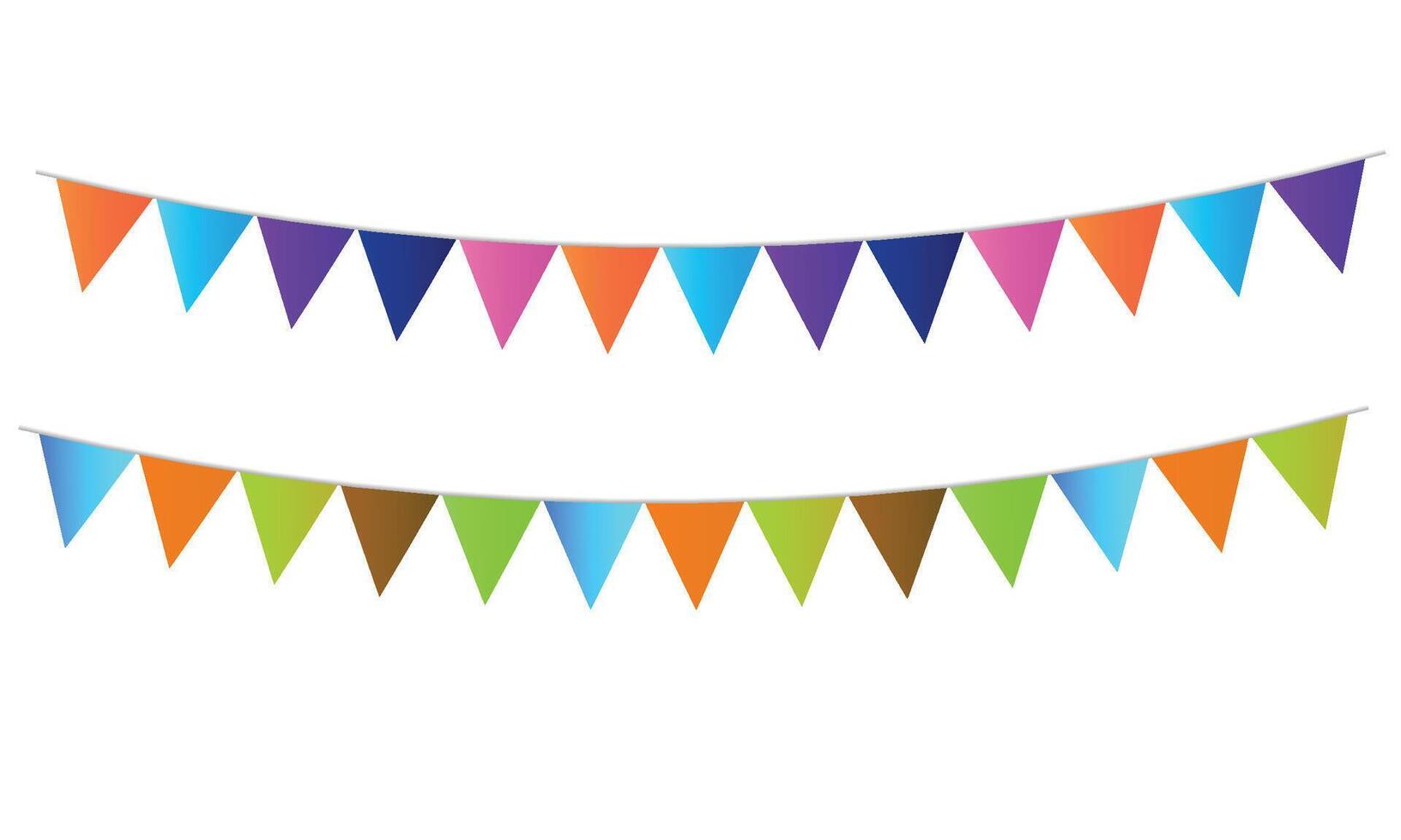 set of multicolored buntings garlands flags on white background vector