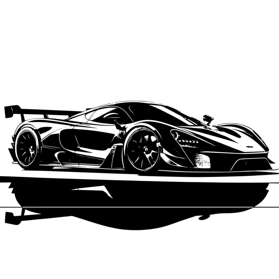 black and white illustration of a Hypercar Sports Car vector