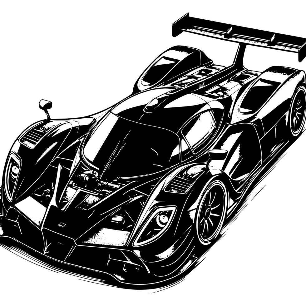 black and white illustration of a Hypercar Sports Car vector