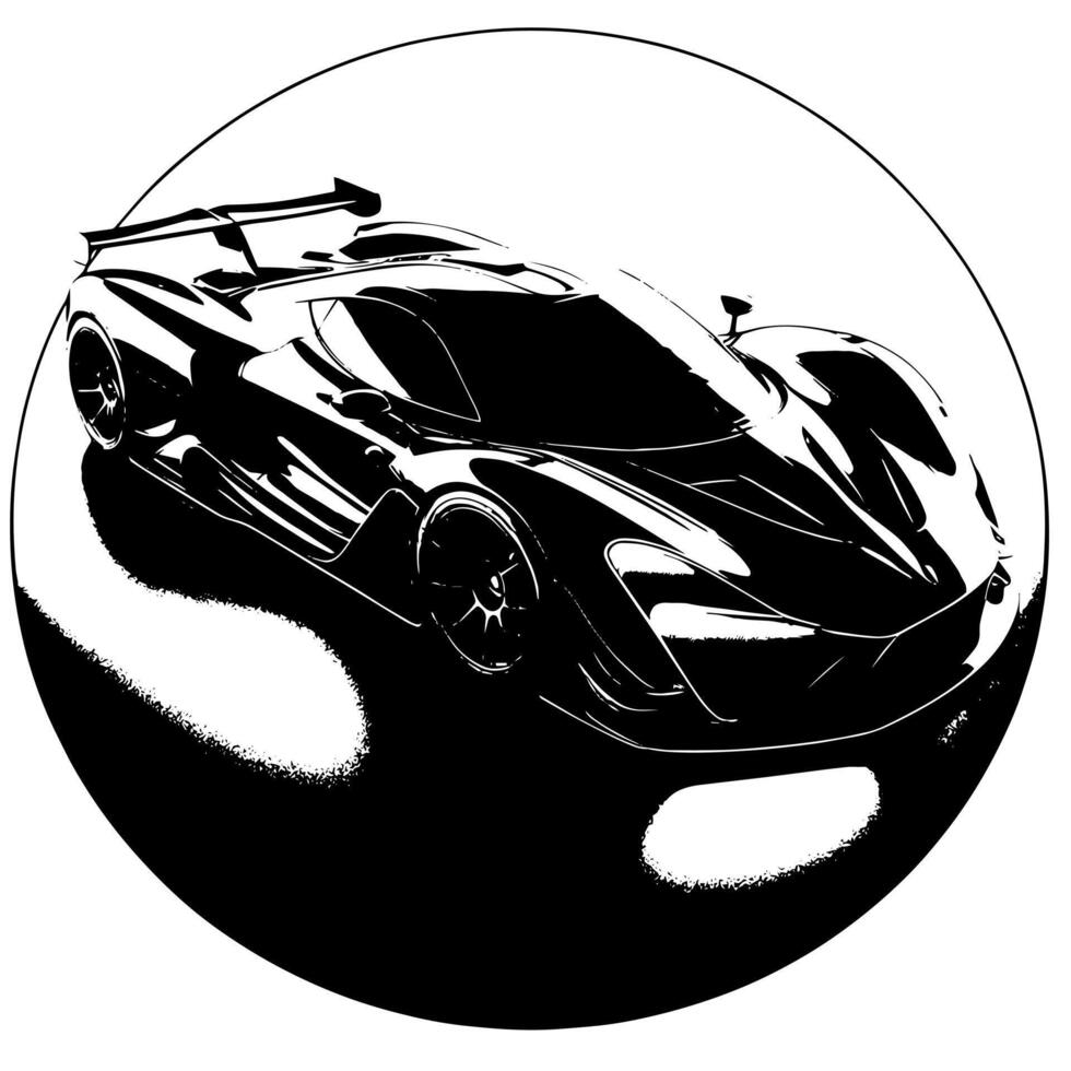 black and white illustration of a Hypercar Sports Car vector