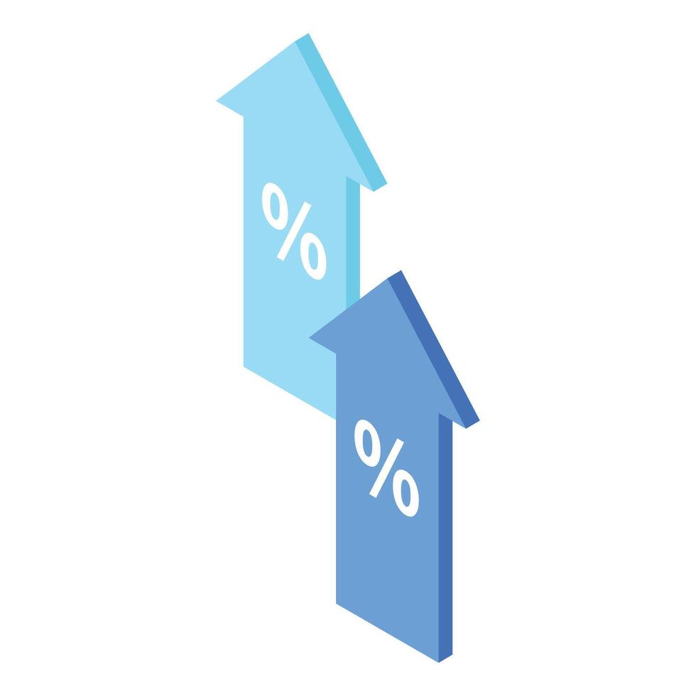 3d Arrow Up and Down with Percentage Symbol vector