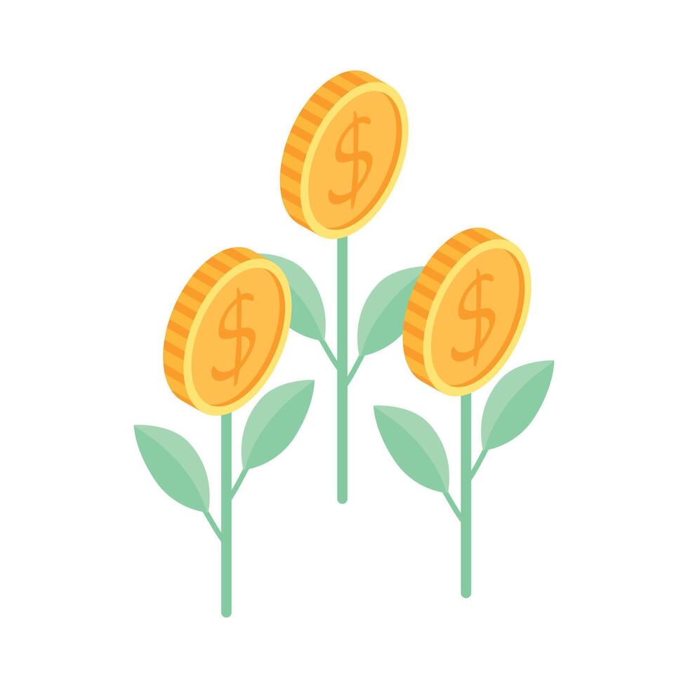 isometric icon of money growth on white background vector