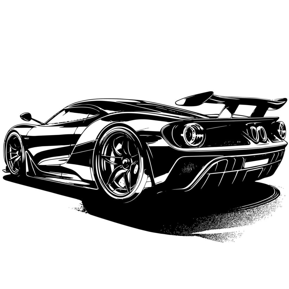 negro y blanco ilustración de un hipercar Deportes coche vector