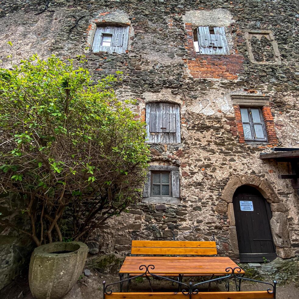 Old stone houses in the european city photo