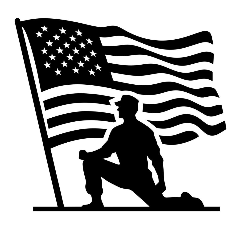 Black and White Illustration of the USA Flag vector